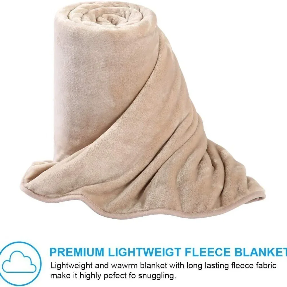 PLUSH TWIN SIZE SOFT BREATHABLE FLEECE BLANKET SIZE 66